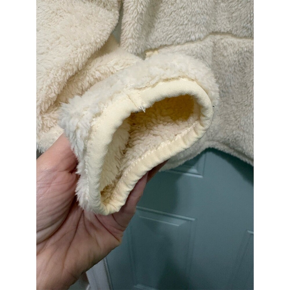 Tek Gear Hoodie Womens 2XL Ivory Sherpa Fleece Pullover Drawstring Pocket - Picture 5 of 9